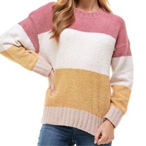 Thread & Supply Women's Color Block Ultra Soft Teddy Stripe Sweater Size Medium